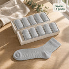 Pack de 10 calcetines de media caña de bambú Vittorio gris perla en dos cajitas de 5