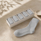 Pack de 5 calcetines de media caña de bambú Vittorio gris perla en su cajita