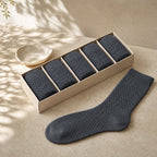 Pack de 5 calcetines de media caña de bambú Vittorio gris azulado en su cajita