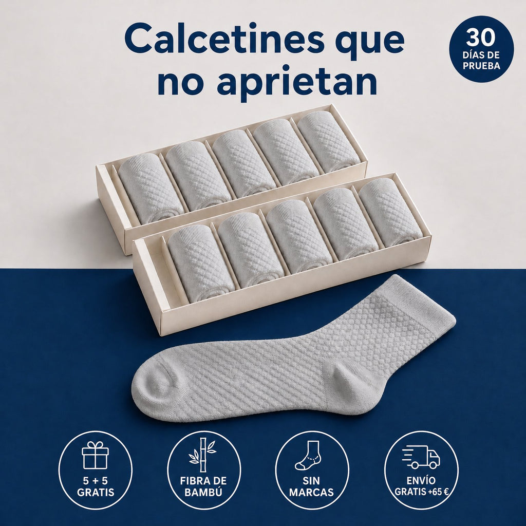 Calcetines de bambú Vittorio que no aprietan: pack 5 + 5 gratis en dos cajitas