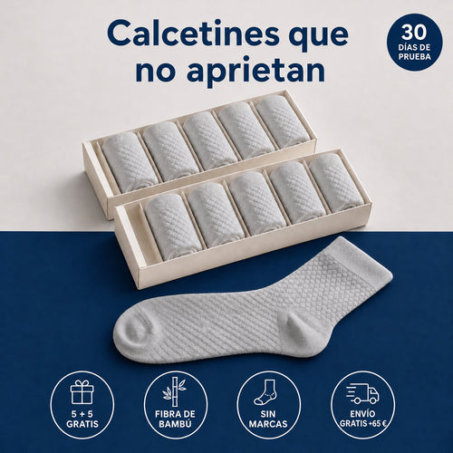 Calcetines de bambú Vittorio que no aprietan: pack 5 + 5 gratis en dos cajitas